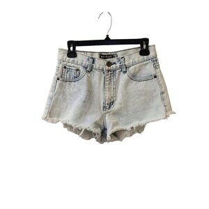 N3T Light Blue Jean Shorts Size XL Raw Fringe Hem Mid Rise Stone Wash
